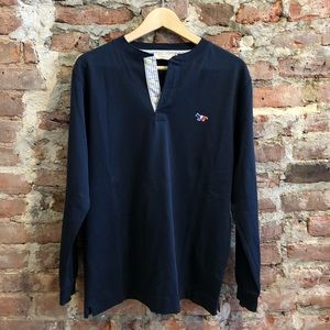 MAISON KITSUNE Long Sleeve Henley - Navy